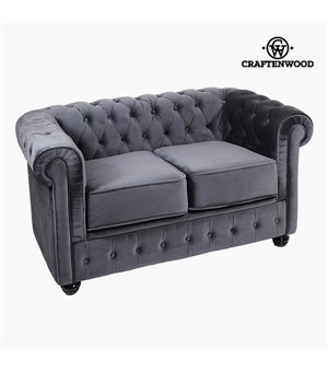 Chesterfield Sofa 2-Sitzer Samt Grau - Relax Retro Kollektion by Craftenwood