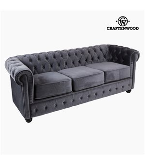 Chesterfield Sofa 3-Sitzer Samt Grau - Relax Retro Kollektion by Craftenwood